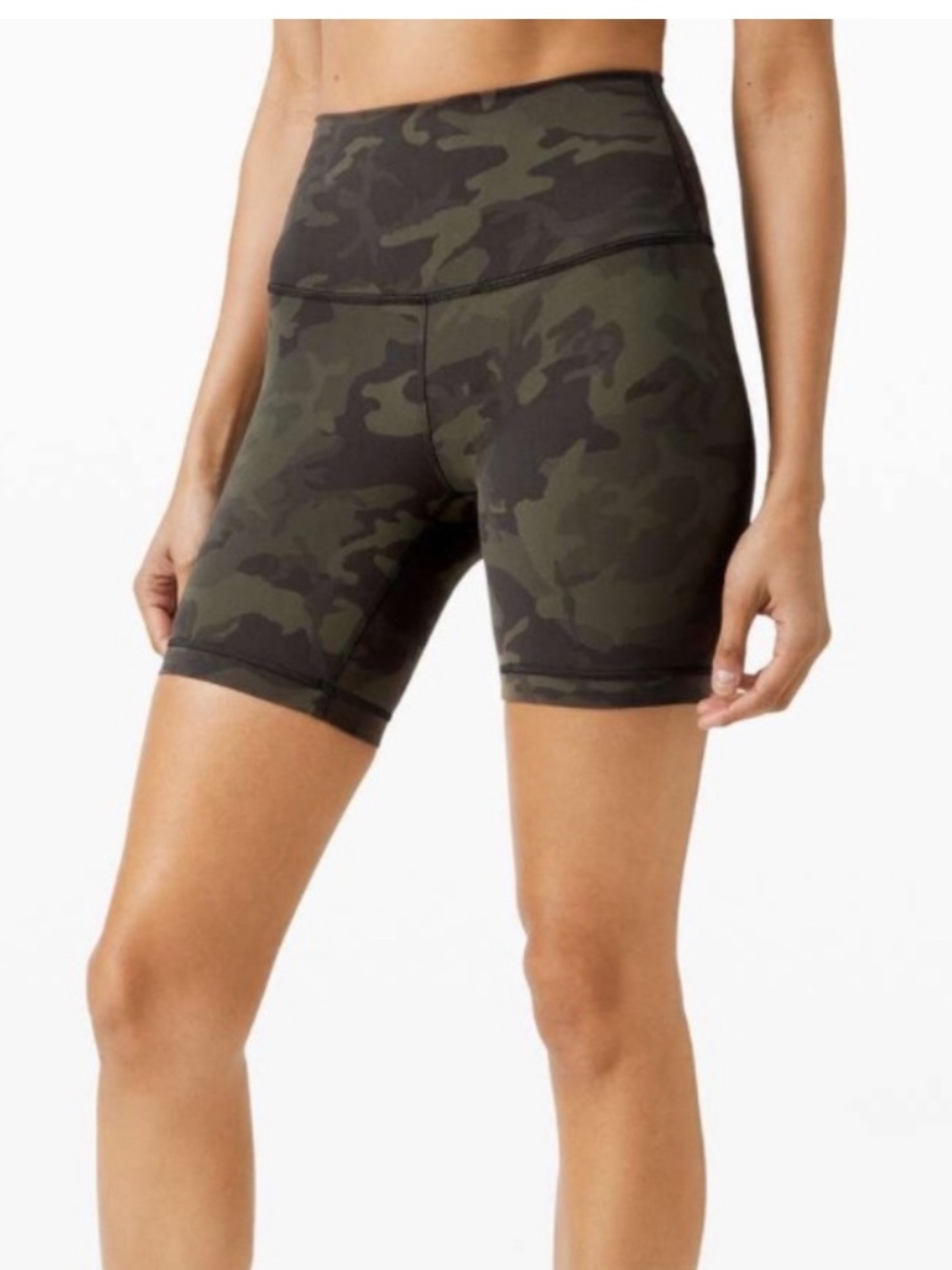 Lululemon Green Camo Wunder Train High Rise Short 6”